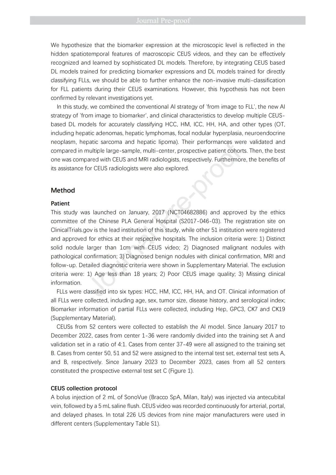 JHepatol丨基于超声造影的肝脏局灶性病变多分类诊断智能模型