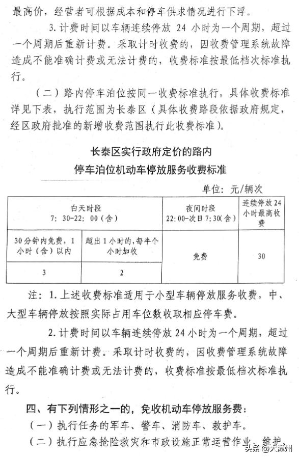 【价格表】事关长泰路边停车收费,详细定价表来了!(全)今